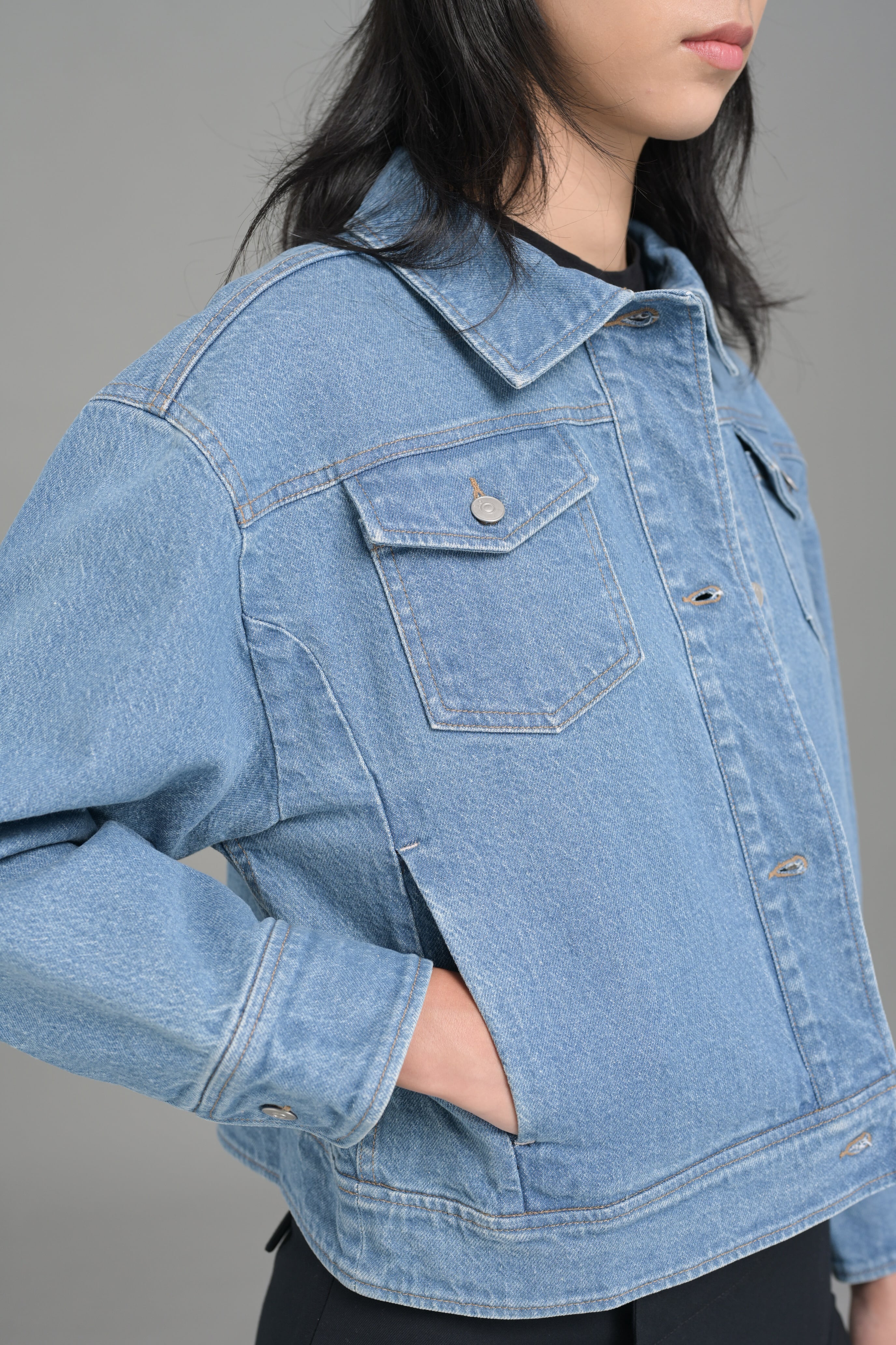 VESTE EN DENIM CROPPÉE POUR FEMMES